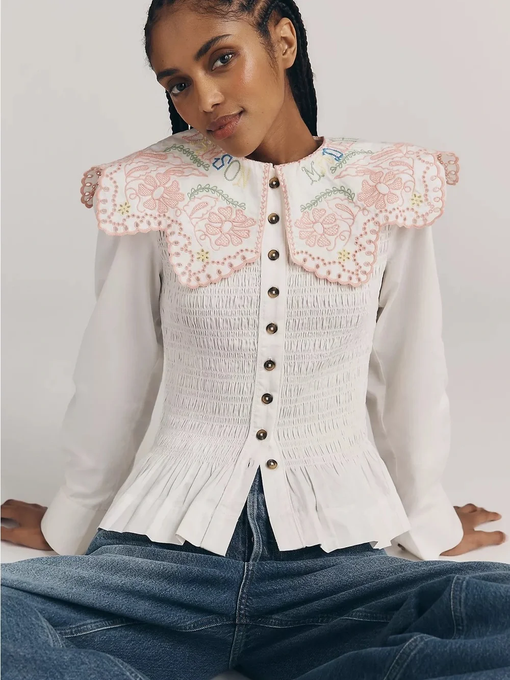 NWT DAMSON MADDER FERN EMBROIDERED BLOUSE - Picture 1 of 10